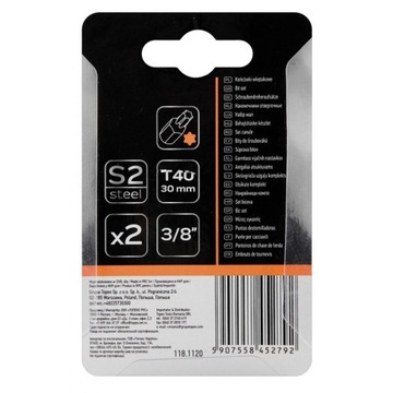 Бита TORX T40 x 30 мм, S2 x 2 шт., NEO 10-922