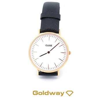 Cluse zegarek damski na granatowym skórzanym pasku różowe złoto CL18029