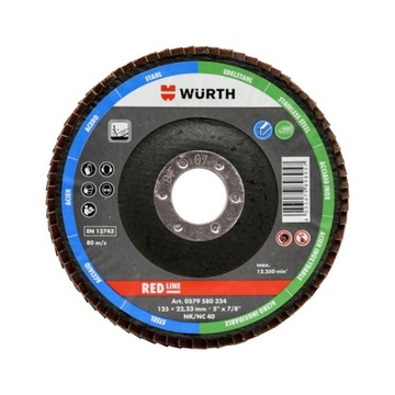 WURTH TARCZA LISTKOWA LAMELKA STAL/INOX 125MM G 40
