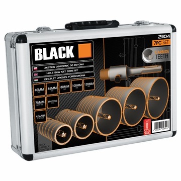 КОРОНОЧНЫЕ ПИЛЫ ДЛЯ БЕТОННОЙ КАМНИЦЫ SDS+ PLUS 6 ШТ. КОРПУС КРУЖЕВНОЙ АДАПТЕР ЧЕРНЫЙ