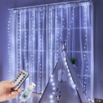 PEYOU Boże Narodzenie Kurtyna Światła 3*3 m,300LEDs i 8 Tryby światła