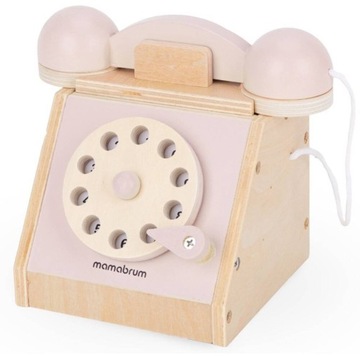 Drewniany Telefon Stacjonarny Edukacyjny Retro