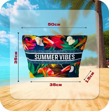 TORBA PLAŻOWA DUŻA ZAPINANA NA ZAMEK TOREBKA SHOPPER Z PODSZEWKĄ PIKNIK XXL