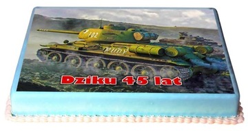 OPŁATEK na tort CZOŁG A4 nasycone kolory, gruby