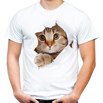 Koszulka z kotem rozrywającym koszulkę t-shirt z nadrukiem kot kota XXL