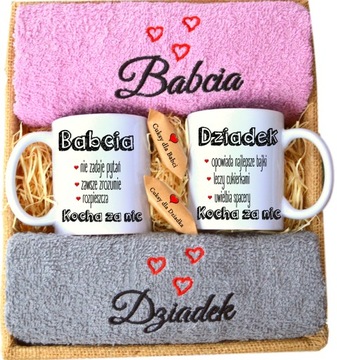 PREZENT super BABCIA - super DZIADEK ręcznik kubki