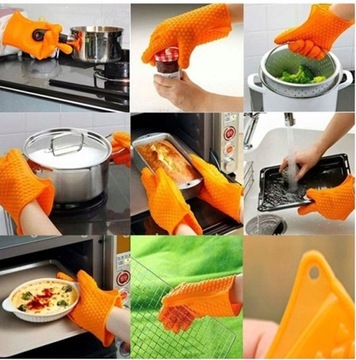 Термостойкие силиконовые прихватки, гибкие, комплект из 2 шт.