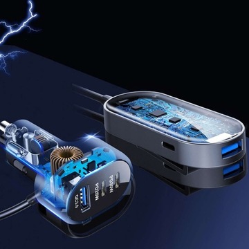 АВТОМОБИЛЬНОЕ ЗАРЯДНОЕ УСТРОЙСТВО РАЗВЕТВИТЕЛЬ 6xUSB МОЩНОСТЬ 100ВТ