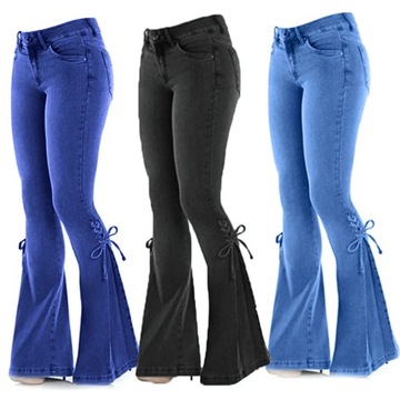 Sexy Mid Waisted Stretch Flared Pants Women Slim F