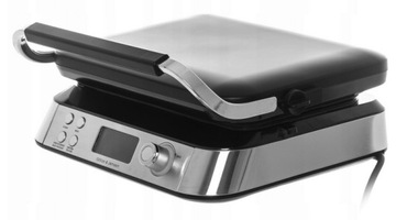 СЕРЕБРЯНО-серая вафельница, многофункциональный дисплей, регулировка температуры, 1600 Вт