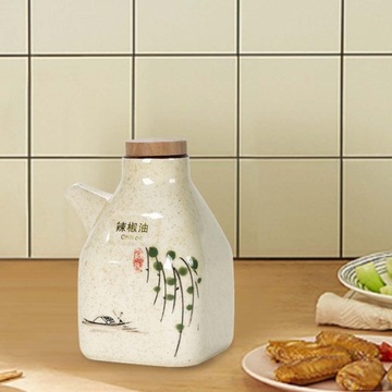 Большая бутылка для масла, керамика, элегантный внешний вид, дозатор соуса Сёю, масло чили.