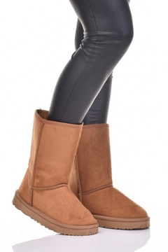 DAMSKIE ŚNIEGOWCE ZAMSZOWE OCIEPLANE BUTY ZIMOWE MUKLUKI BUTY ZIMOWE