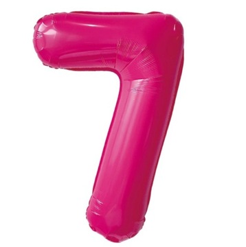BALON foliowy 80 CM RÓŻOWY CYFRA 7 SIEDEM RÓŻOWA SIÓDME URODZINY