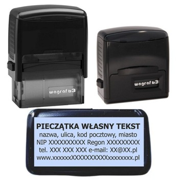 Pieczątka Wagraf B3s Czarna 47x18mm do 6 linii + Projekt Gumka