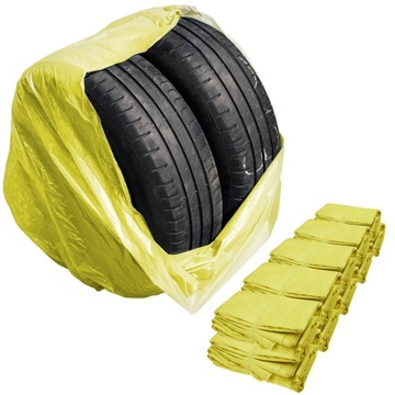 Żółte duże worki na opony koła LDPE 100x100cm 160L Grubość 35µm 200szt