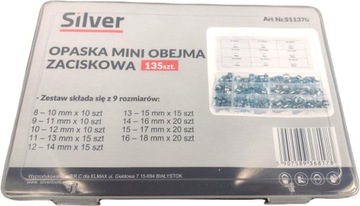 ZESTAW OPASEK ZACISKOWYCH OBEJMY STALOWE 135 ELEMENTÓW
