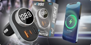 АВТОМОБИЛЬНЫЙ FM-ПЕРЕДАТЧИК С ЗАРЯДКОЙ + КАБЕЛЬ 3-В-1