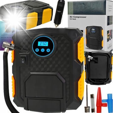 NAJMOCNIEJSZY KOMPRESOR SAMOCHODOWY TURBO 120W LCD