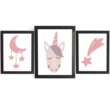 Розовый ЕДИНОРОГ Набор постеров для детей А4