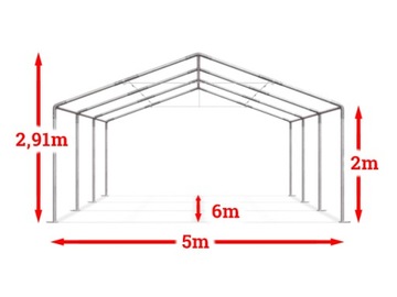Палатка для промышленного магазина 5x6 м 2-2,91 м