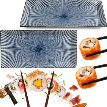 Ceramiczny Niebieski Talerz Do Sushi SENDAN TOKUSA 23 x 12cm EMRO AZIATICA