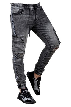 MP0139 r. XL Jeansy ze Ściągaczami JOGGERY MĘSKIE MODNE PREMIUM