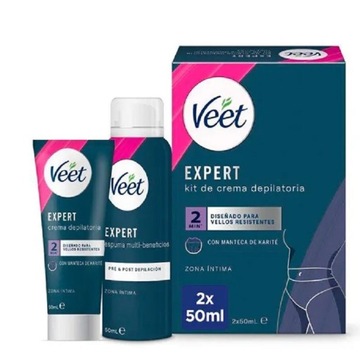 VEET Expert Zestaw do depilacji okolic intymnych z MASŁEM SHEA 2x50ml