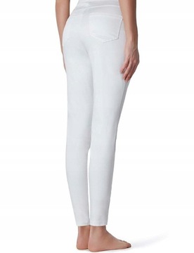 Calzedonia LEGGINSY JEANS SPODNIE DOPASOWANE ELEGANCKIE BIAŁE S