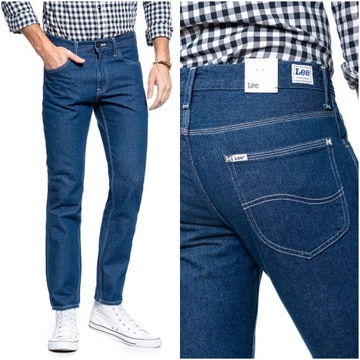 Męskie spodnie jeansowe dopasowane Lee RIDER W33 L30
