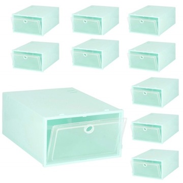 ZESTAW 10x PUDEŁKO POJEMNIK NA BUTY OBUWIE Z KLAPĄ ORGANIZER DO SZAFY MOCNE