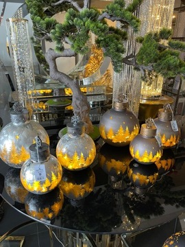 СВЕТОДИОДНАЯ СТЕКЛЯННАЯ ПОДВЕСКА ДЛЯ УКРАШЕНИЯ СТОЯЧЕЙ 30,5 СМ ЗОЛОТО-СЕРЫЙ