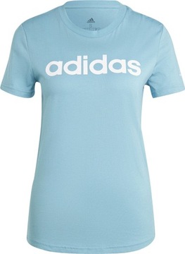 KOSZULKA DAMSKA ADIDAS LOUNGEWEAR ESSENTIALS SLIM LOGO TEE BŁĘKITNA r M