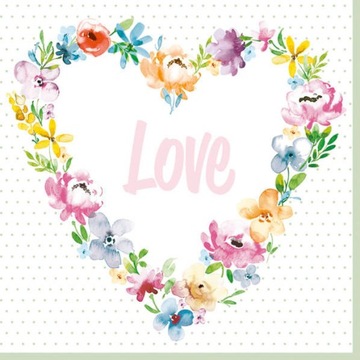 SERWETKI LOVE KOLOROWE KWIATY KROPKI PARTY 33X33CM