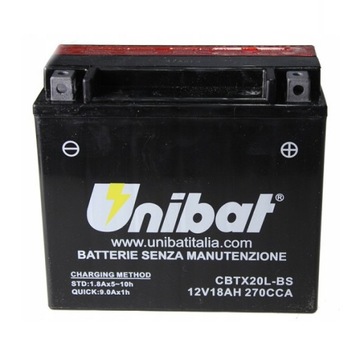 AKUMULATOR UNIBAT CBTX20L-BS 12V 18Ah 270A KATOWICE