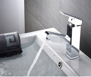 Смеситель для умывальника с выдвижным изливом, хром