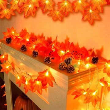 СВЕТОВЫЕ ГИРЛАНДЫ 20LED КЛЕНОВЫЕ ЛИСТЬЯ 3M ОСЕННИЕ УКРАШЕНИЯ ДЛЯ ХЭЛЛОУИНА