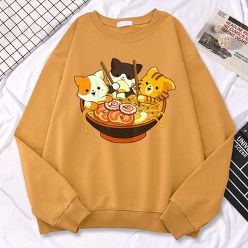 Simple Kawaii Sweatshirt For Women Anime Cats Eati