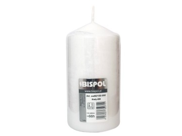 6x свечей Набор свечей WHITE bispol cylinder 15 см