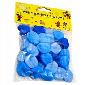 KOLOROWE POMPONY NIEBIESKIE OZDOBNE ARTYKUŁY