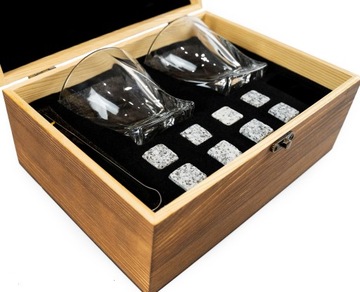 НАБОР ДЛЯ ВИСКИ в коробке СТАКАНЫ ПОДАРОК ​​САНТЫ кубики для напитков WS4