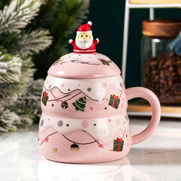 Kubek ceramiczny z motywem świątecznym, malowany kubek na wodę