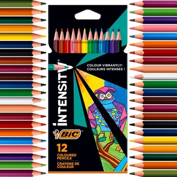 BIC INTENSITY UP TRÓJKĄTNE KREDKI OŁÓWKOWE ZESTAW DLA DZIECI SZKOLNE x12