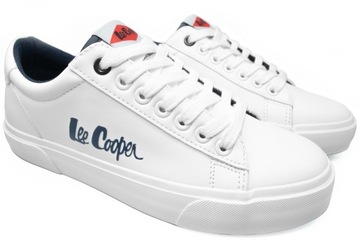 Buty Trampki damskie Lee Cooper białe tenisówki ekoskóra sportowe niskie 37