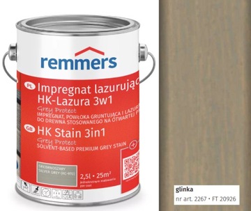 Impregnat lazurujący do drewna HK-Lasura 3w1 REMMERS 2,5 l Glinka