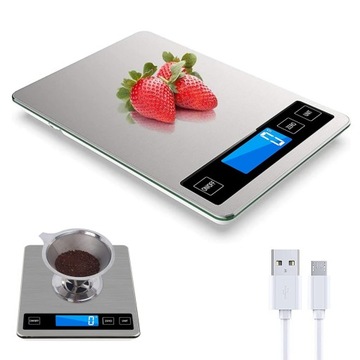 Waga Kuchenna Cyfrowa 1g-15kg LED Wodoodporna Skala Żywności