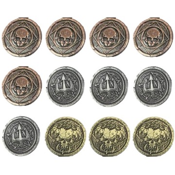 ZESTAW 12 POTWORNYCH METALOWYCH MONET LARP