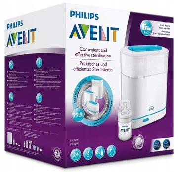 Sterylizator elektryczny Philips 650 W + Butelka + smoczek S048