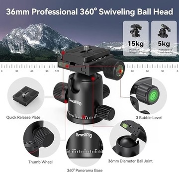 SMALLRIG 3474c Фотоштатив Монопод 78 дюймов с шаровой головкой, 4 секции