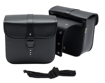 КОЖАНЫЕ БОКОВЫЕ СУМКИ ДЛЯ МОТОЦИКЛОВ, ВМЕСТИТЕЛЬНЫЕ, ЧЕРНЫЕ x2