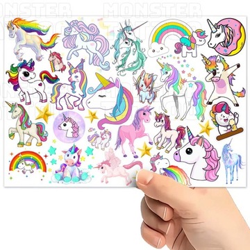 TATUAŻE ZMYWALNE DLA DZIECI DZIECIĘCE JEDNOROŻCE UNICORN WZORY SUPER JAKOŚĆ